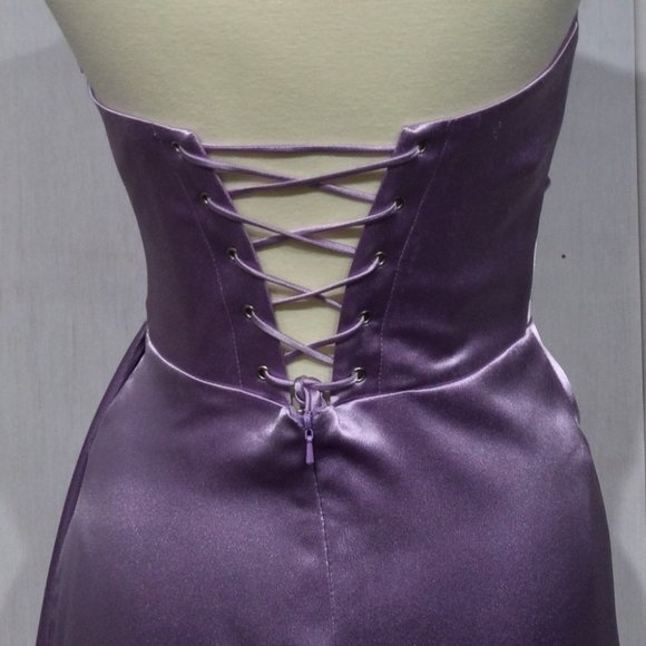 NEW LONG OFF THE SHOULDER STRAPLESS SATIN DRESS WITH STRUCTURAL CORSET CD294 - Picture 8 of 10